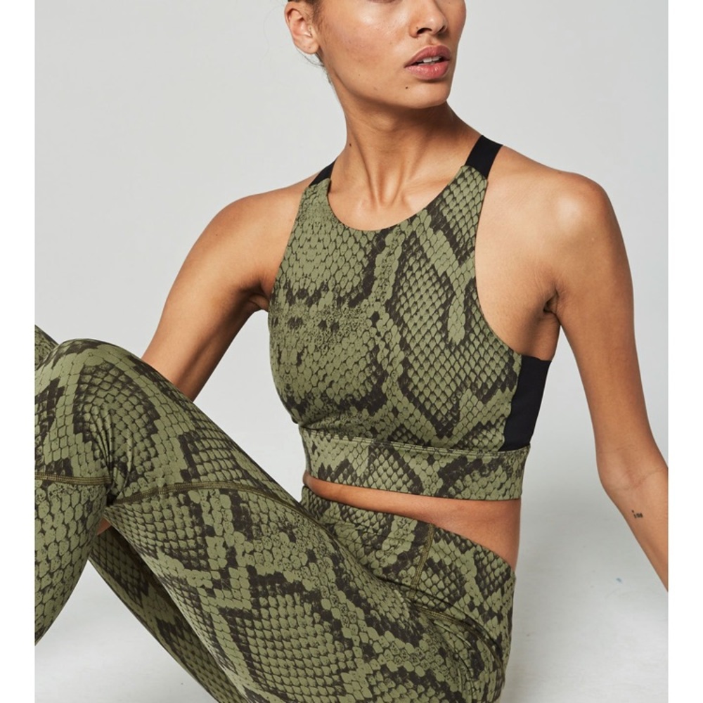 Varley Snakeskin Olive Sherman Bra Medium